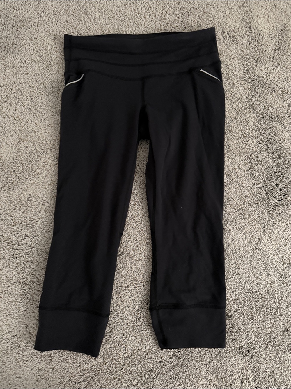 Athleta Black Capri Leggings with Reflective Trim